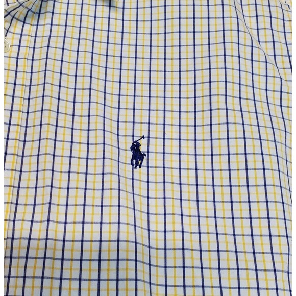 Ralph Lauren Blue Label Blake‎ White Yellow Blue Plaid Button Dress Shirt Medium - Picture 3 of 10